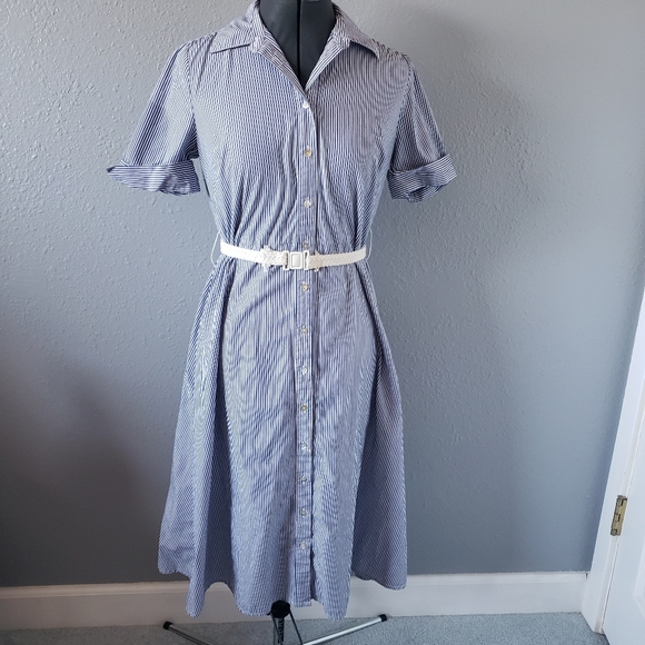 Midi Dress Blue And White Striped Dress Forever 21 Forever 21 Dresses  Forever Blue And White Striped Midi